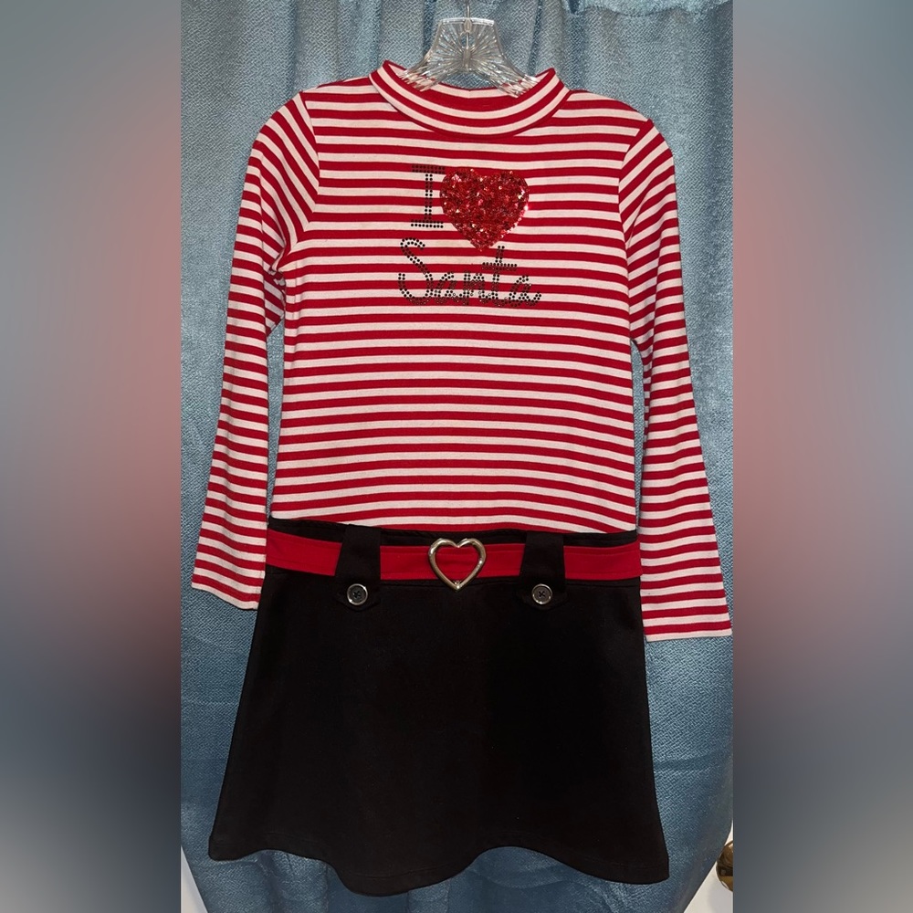 Pink & Violet “I Love Santa” Xmas Dress Girls Size XL 14/16